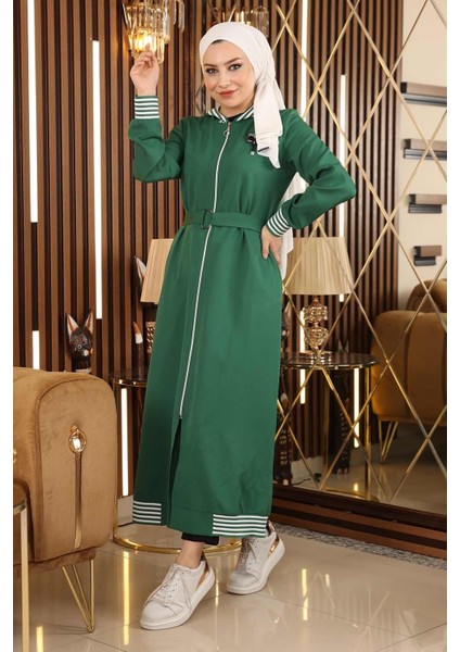 Missvalle Fermuarlı Kapşonlu Ferace Zümrüt 19126 fırsatları