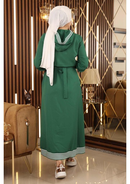 Missvalle Fermuarlı Kapşonlu Ferace Zümrüt 19126 indirimleri