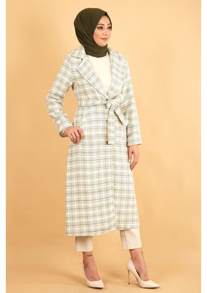 Moda Mihram Geniş Yaka Şanel Kumaş Kaşe Kaban Haki 12260 fırsatları