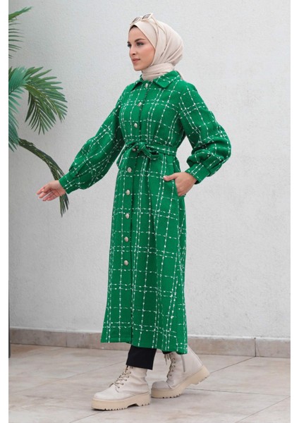Missvalle Düğmeli Kaşe Kaban Yeşil 19600