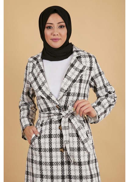 Missvalle Geniş Yaka Şanel Kumaş Kaşe Kaban Ekru 12260 fiyatları