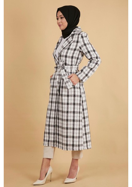 Missvalle Geniş Yaka Şanel Kumaş Kaşe Kaban Ekru 12260 fırsatları