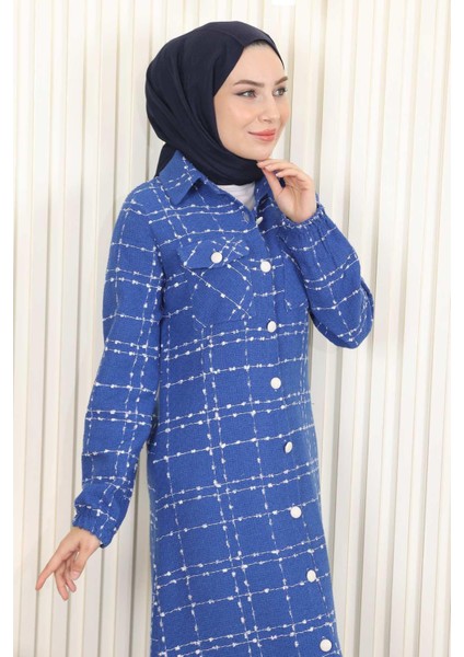 Missvalle Düğmeli Kaşe Kaban Indigo 19260