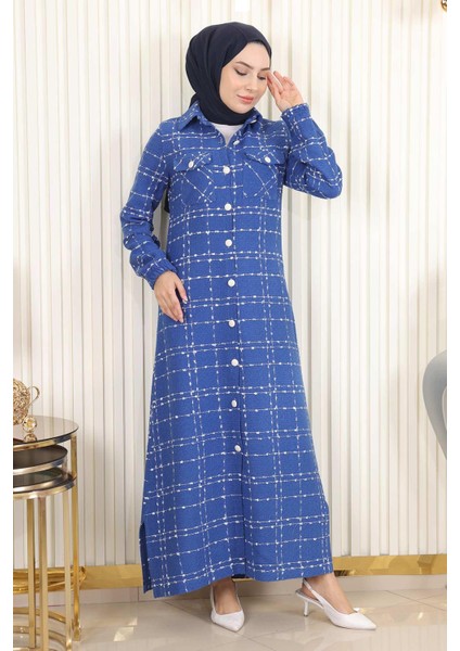 Missvalle Düğmeli Kaşe Kaban Indigo 19260