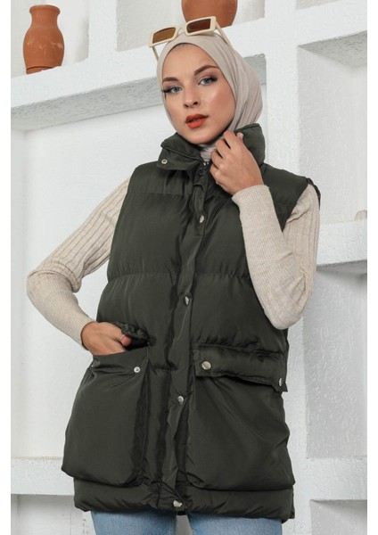 Missvalle Körüklü Şişme Yelek Haki 9470