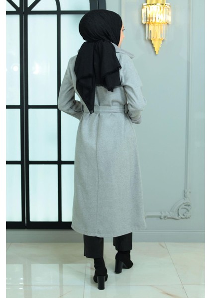 Missvalle Kürk Detaylı Kaşe Kaban Gri 19175 fırsatları