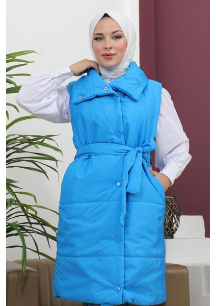 Missvalle Geniş Yaka Şişme Yelek Mavi 6093