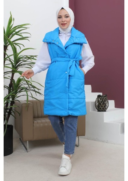 Missvalle Geniş Yaka Şişme Yelek Mavi 6093