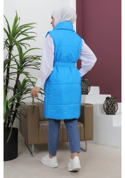 Missvalle Geniş Yaka Şişme Yelek Mavi 6093