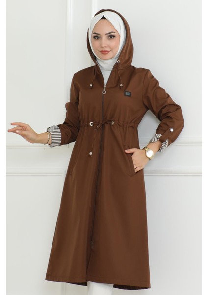 Missvalle Kapşonlu Fermuarlı Trençkot Taba 19205 fiyatları