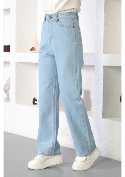 Missvalle Taş Detaylı Kot Pantolon Açık Kot 6043