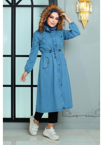 Missvalle Kapşonlu Kot Mont Açık Kot 19173