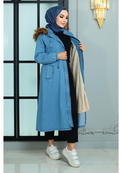 Missvalle Kapşonlu Kot Mont Açık Kot 19173 fırsatları