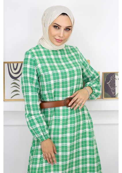 Missvalle Fırfırlı Tesettür Elbise Yeşil 19165 fiyatları
