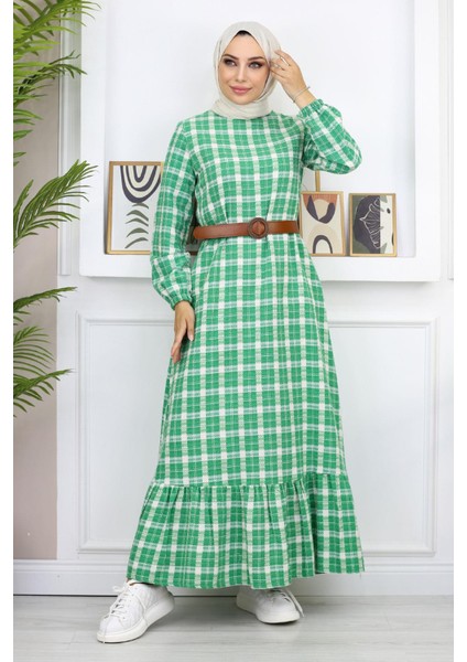 Missvalle Fırfırlı Tesettür Elbise Yeşil 19165 fırsatları