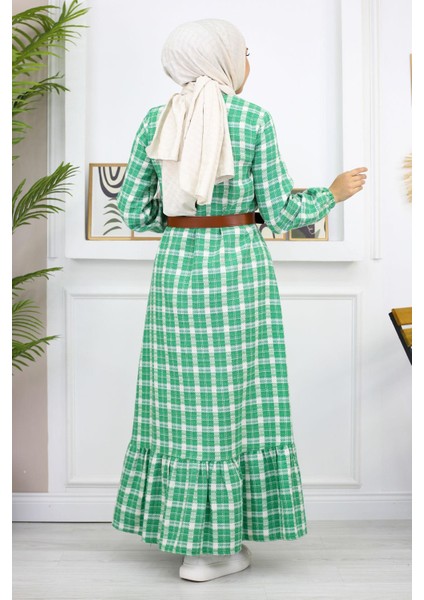 Missvalle Fırfırlı Tesettür Elbise Yeşil 19165 indirimleri