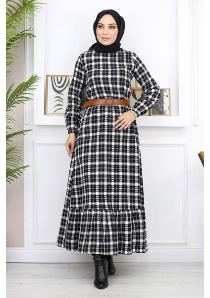 Missvalle Fırfırlı Tesettür Elbise Siyah 19165