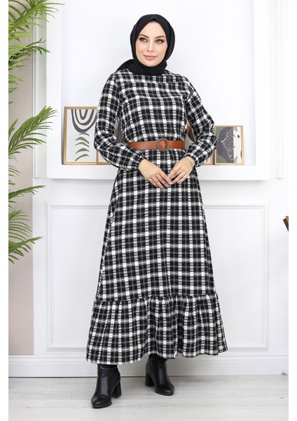 Missvalle Fırfırlı Tesettür Elbise Siyah 19165 modelleri