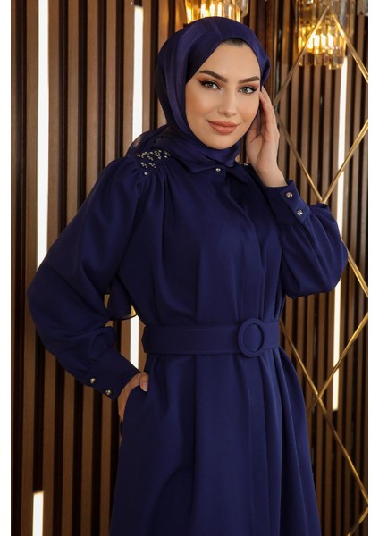 Missvalle Taş Detaylı Kemerli Elbise Indigo 19115 fiyatları