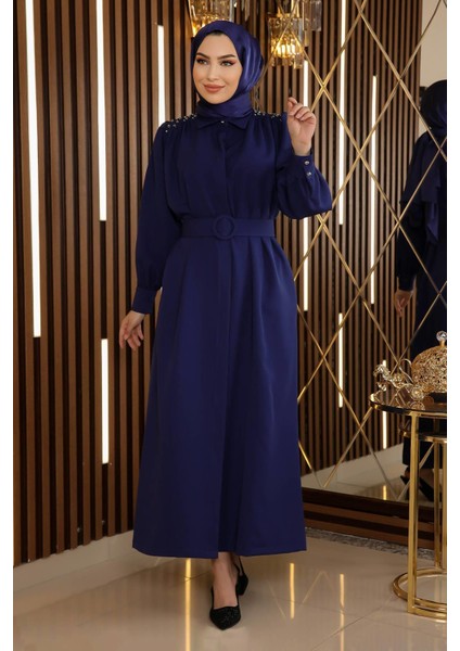 Missvalle Taş Detaylı Kemerli Elbise Indigo 19115 fırsatları