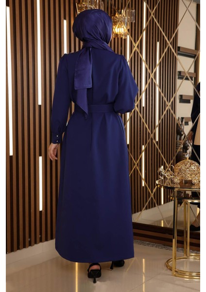 Missvalle Taş Detaylı Kemerli Elbise Indigo 19115 indirimleri