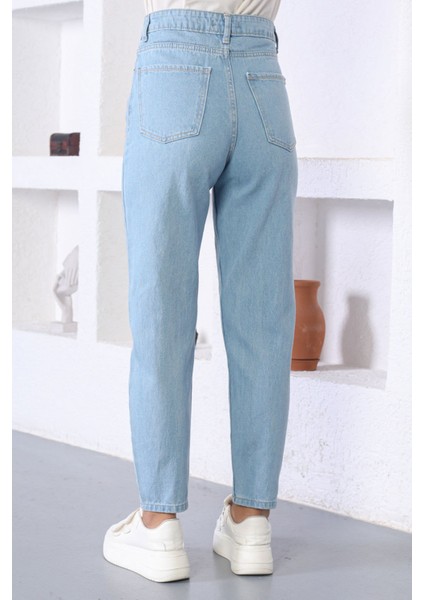 Taş Detaylı Kot Pantolon Açık Kot 6039