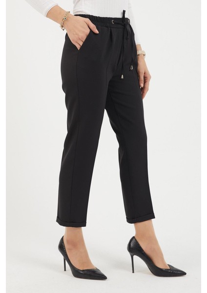 Missvalle Beli Lastikli Duble Paça Pantolon Siyah 12211 fiyatları