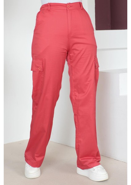 Moda Mihram Beli Lastikli Bol Paça Pantolon Kırmızı 6071 fiyatları