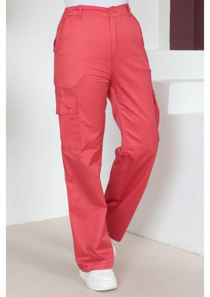 Moda Mihram Beli Lastikli Bol Paça Pantolon Kırmızı 6071 modelleri