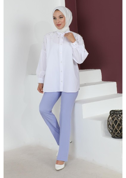 Çizgi Detaylı Pantolon Bebe Mavisi 6078