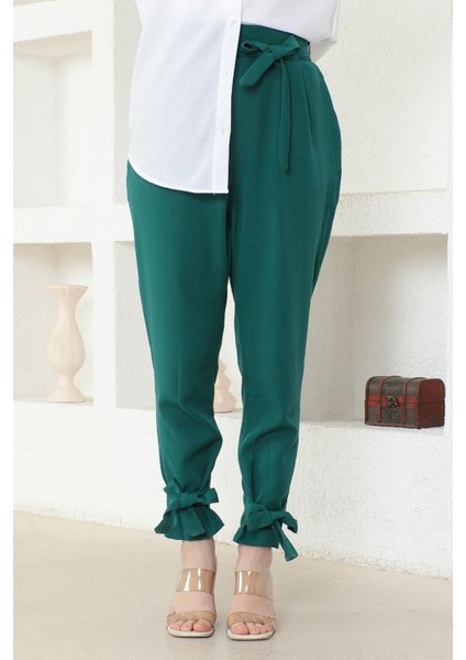 Missvalle Kuşaklı Pantolon Zümrüt 6101 fiyatları