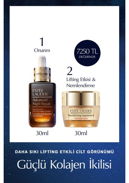 Advanced Night Repair Serum 30ML + Revitalizing Supreme+ Nemlendirici Krem 30ML Cilt Bakım Seti