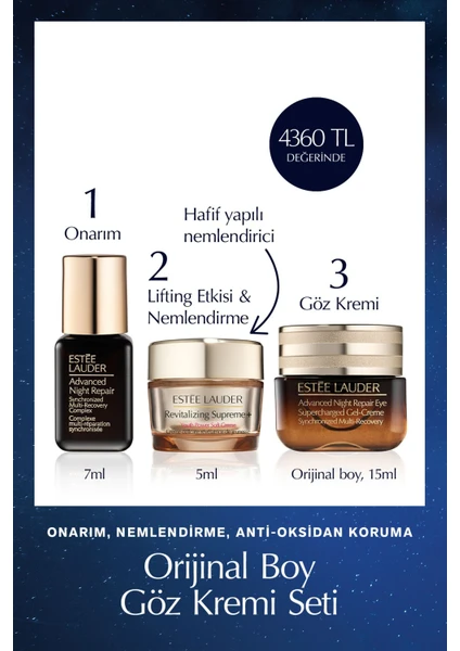 Estee Lauder Advanced Night Repair Serum 7ml + Göz Kremi 15ML + Supreme Soft Nemlendirici 5ml Cilt Bakım Seti