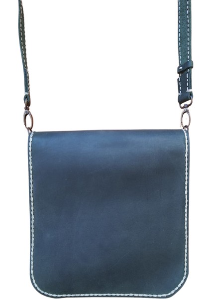 Artemis Model Hakiki Deri El Yapımı Yeşil Unisex Tek Körüklü Küçük Postacı Çantası Vintage Model