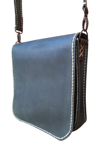 Artemis Model Hakiki Deri El Yapımı Yeşil Unisex Tek Körüklü Küçük Postacı Çantası Vintage Model