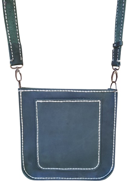 Artemis Model Hakiki Deri El Yapımı Yeşil Unisex Tek Körüklü Küçük Postacı Çantası Vintage Model