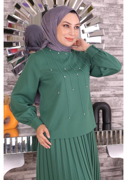 Missvalle Inci ve Taş Detaylı Takım Zümrüt 19135 fiyatları