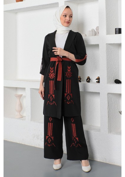 Moda Mihram Nakış Detaylı Takım Siyah 19002 fırsatları