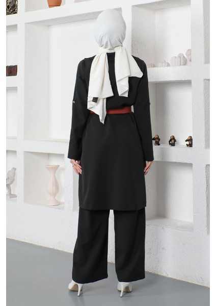 Moda Mihram Nakış Detaylı Takım Siyah 19002 indirimleri