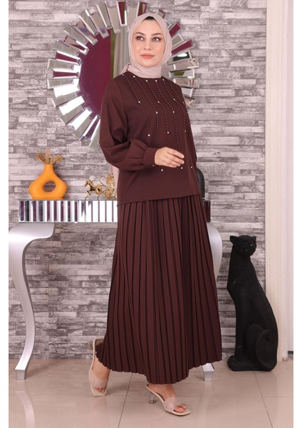 Missvalle Inci ve Taş Detaylı Takım Kahverengi 19135 fırsatları