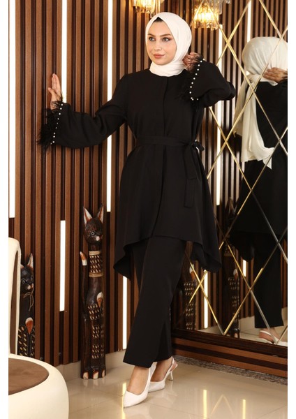 Moda Mihram Tüy Detaylı Takım Siyah 19131 fırsatları