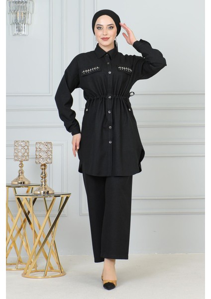 Missvalle Beli Bağcıklı Takım Siyah 19220