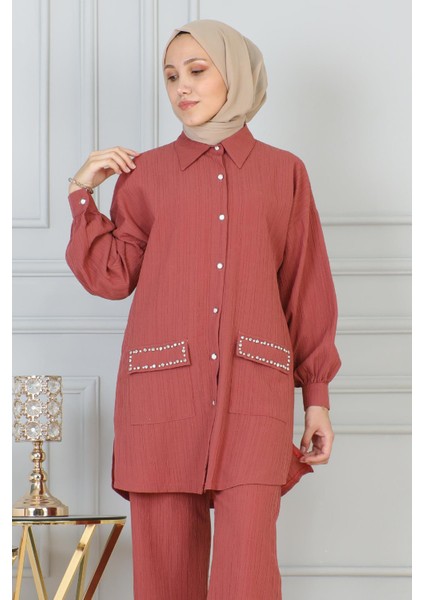 Missvalle Cebi Taş Detaylı Takım Gül Kurusu 19210 fiyatları