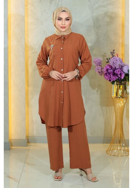 Missvalle Düğmeli Broş Detaylı Takım Taba 19178