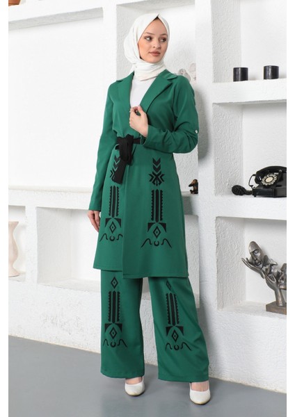 Missvalle Nakış Detaylı Takım Zümrüt 19002