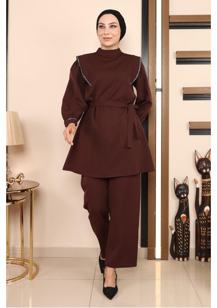 Missvalle Şerit Detaylı Takım Kahverengi 19132