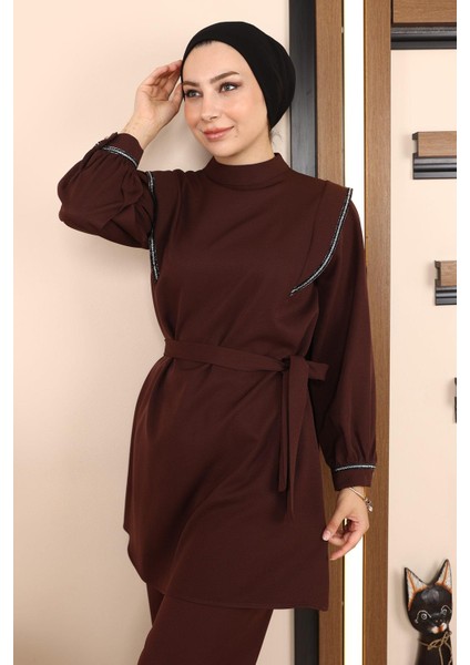 Missvalle Şerit Detaylı Takım Kahverengi 19132 fiyatları