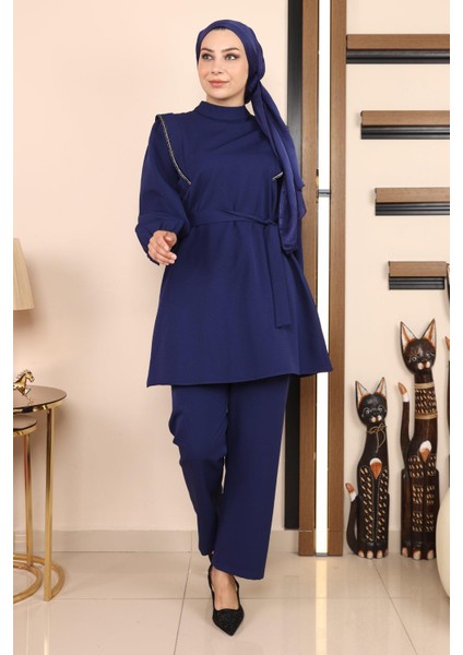 Missvalle Şerit Detaylı Takım Indigo 19132