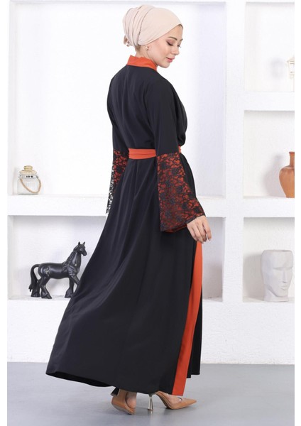 Missvalle Dantel Detaylı Abaya Kiremit 12212