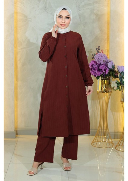 Missvalle Düğmeli Ikili Takım Kahverengi 19179